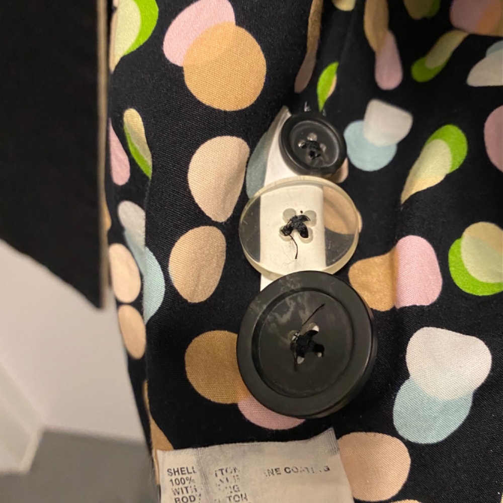 Gap Cotton Trench Coat Black W/Tan Piping XS - Picture 4 of 5